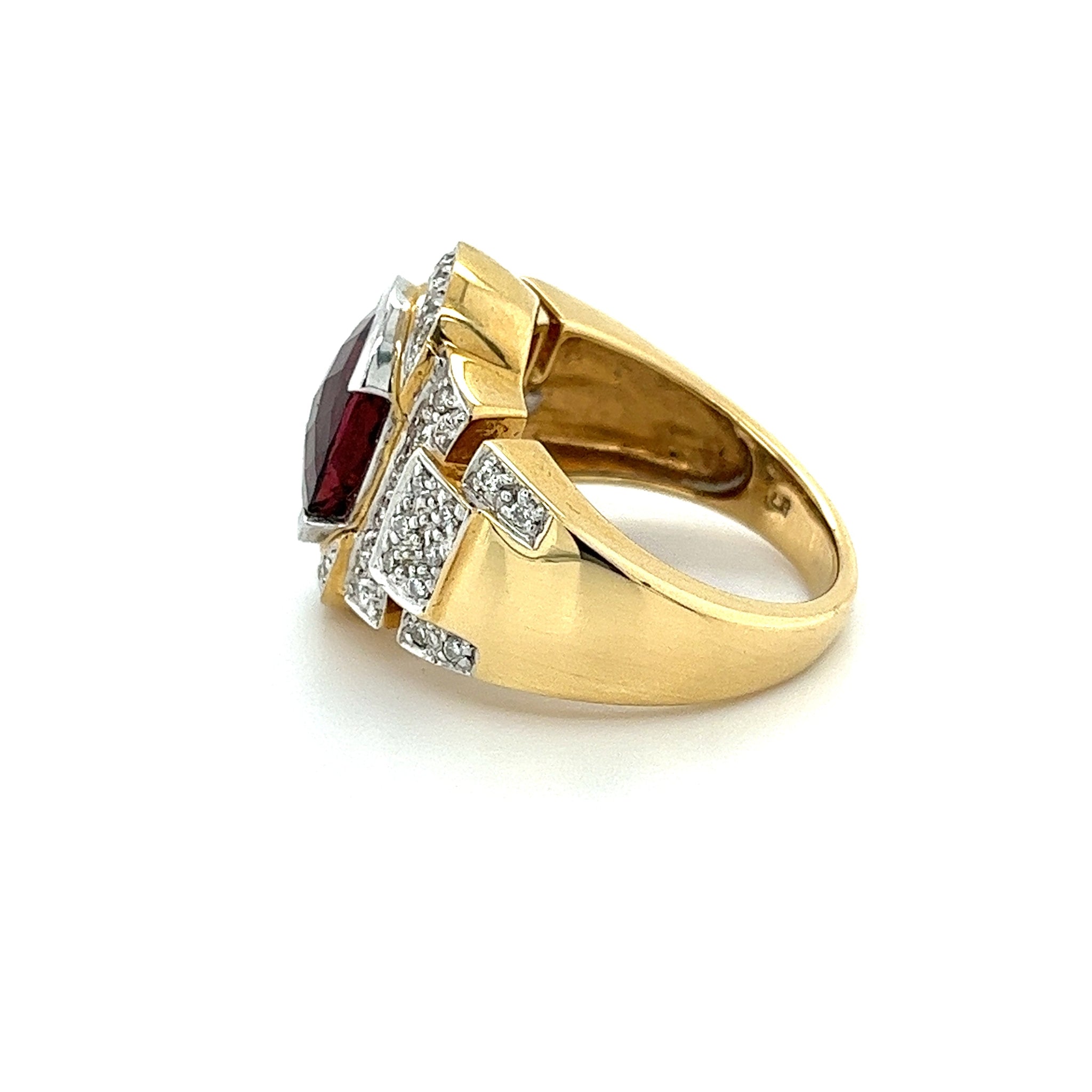 1 Gram Gold Plated Red Stone With Diamond Gorgeous Design Ring For Men -  Style B185 – Soni Fashion®